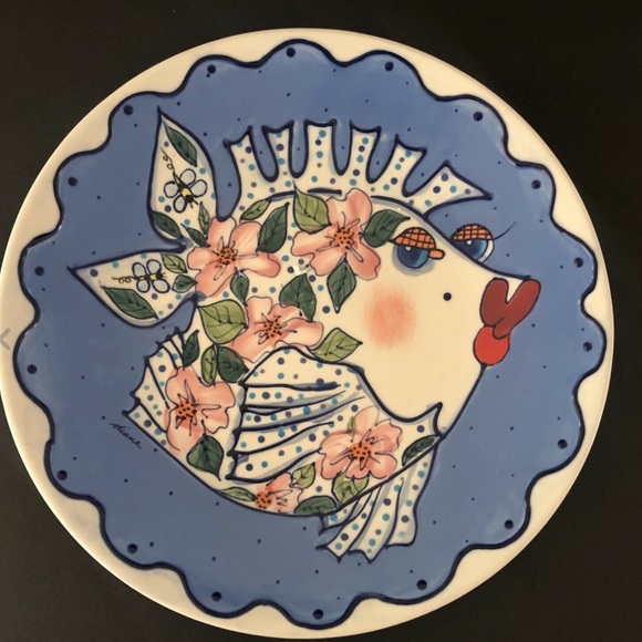 Other - Diane Stoneware Artware Come Dream With Me Lipstick Fish Plate